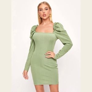 Frill Trim Seam Detail Bodycon Dress